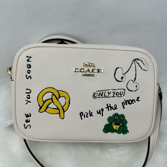 Coach Jamie Camera Bag With Sketch Print Pebble Leather/Chalk Multi CAT02 NWT - Picture 2 of 12